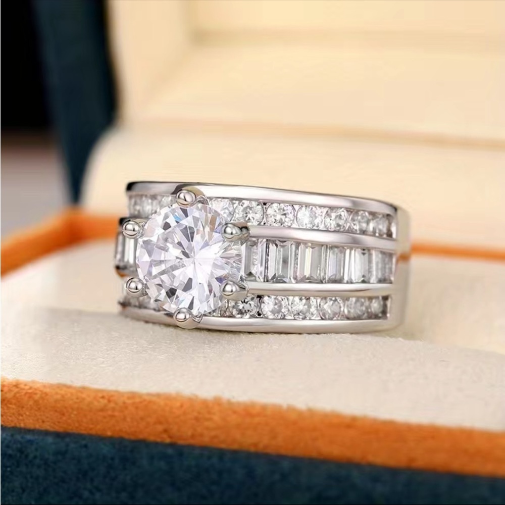 New 925 Silver Bridal Engagement Wedding Promise Romantic Proposal Diamond Ring - Picture 5 of 9